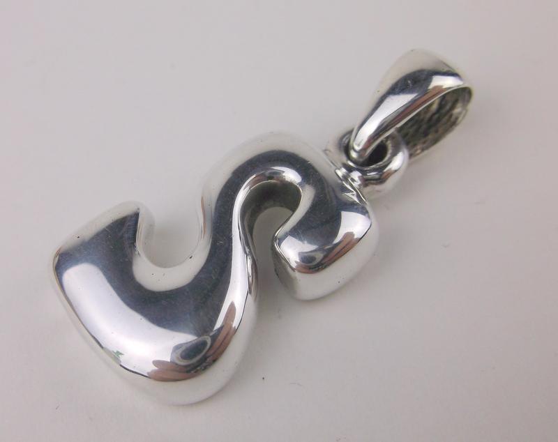 Stunning Sterling Silver Puffy Initial S Pendant (1 of 1)