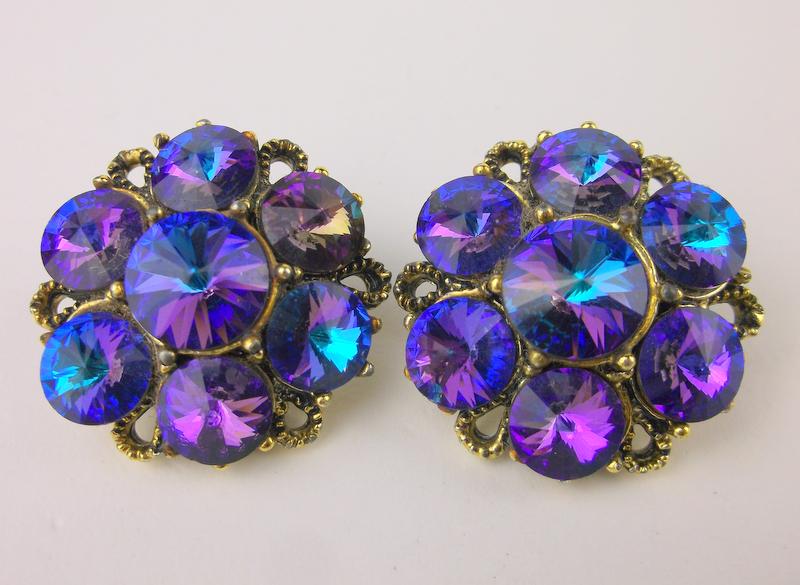 Stunning Large Antique Rhinestone Earrings (1 of 2)