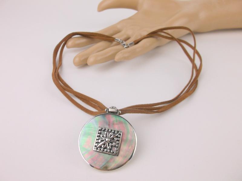 CFJ Sterling Silver Abalone Necklace 18" Stunning: Guaranteed Solid 925 Sterling Silver, in Excellent Condition