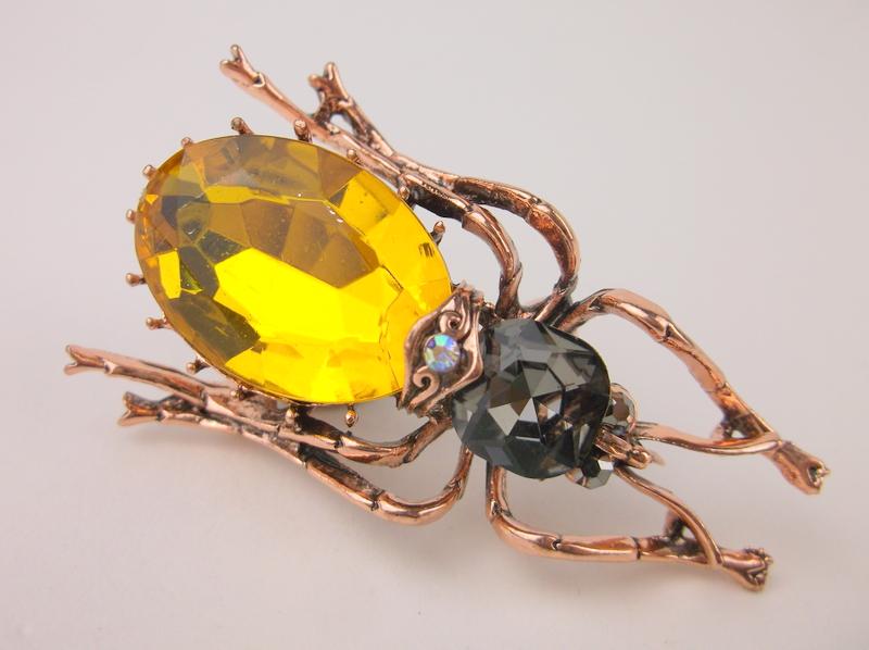 Stunning Large Enameled Rhinestone Beetle Brooch (1 of 1)