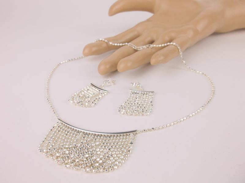 New Heavy Sterling Silver Drop Chain Necklace Earrings (1 of 4)