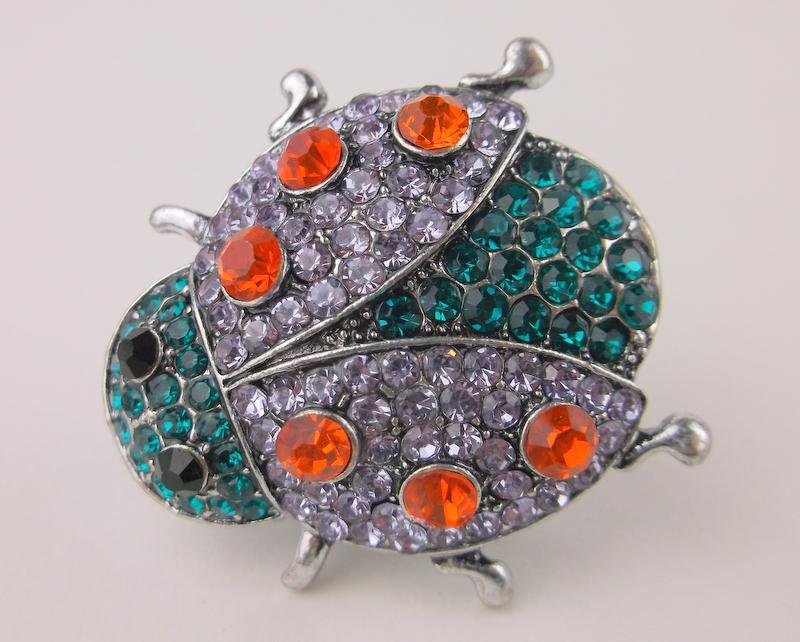 Stunning Enameled Rhinestone Ladybug Brooch (1 of 1)