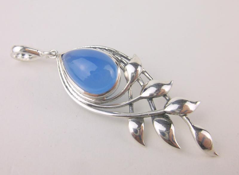 New Sterling Silver Aqua Chalcedony Pendant (1 of 1)