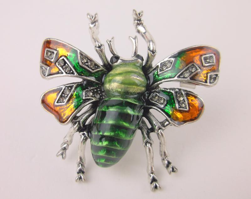 Stunning Enameled Rhinestone Insect Brooch (1 of 1)