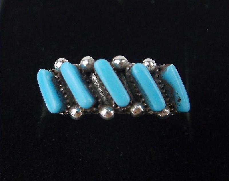 Zuni C Lonny Sterling Silver Turquoise Ring 6.5 Boxed (1 of 2)