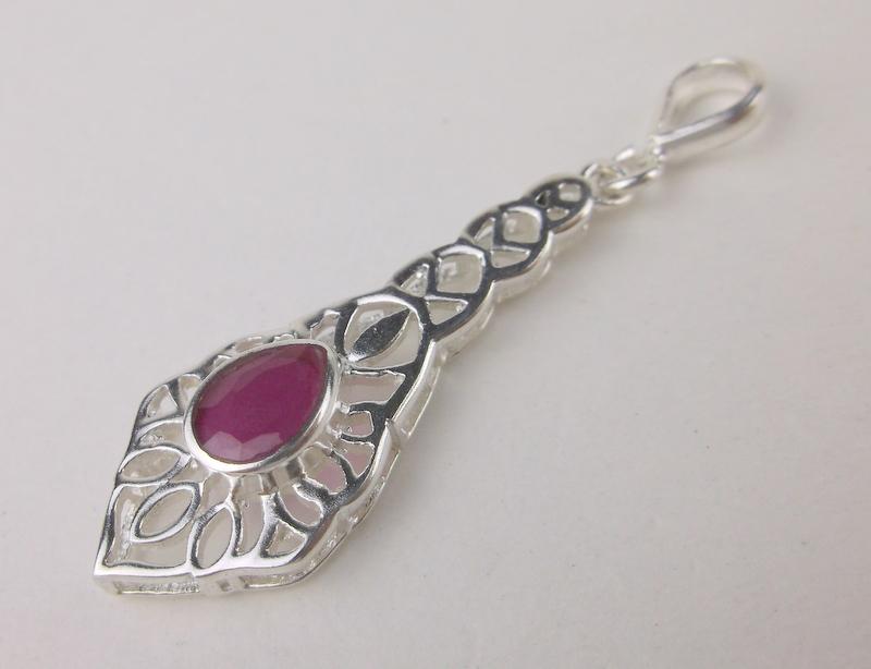 New Sterling Silver Ruby Drop Pendant (1 of 1)