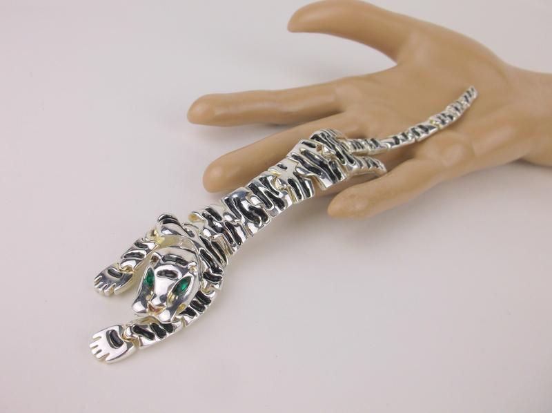 Large Vintage Enameled Rhinestone Tiger Brooch (1 of 3)