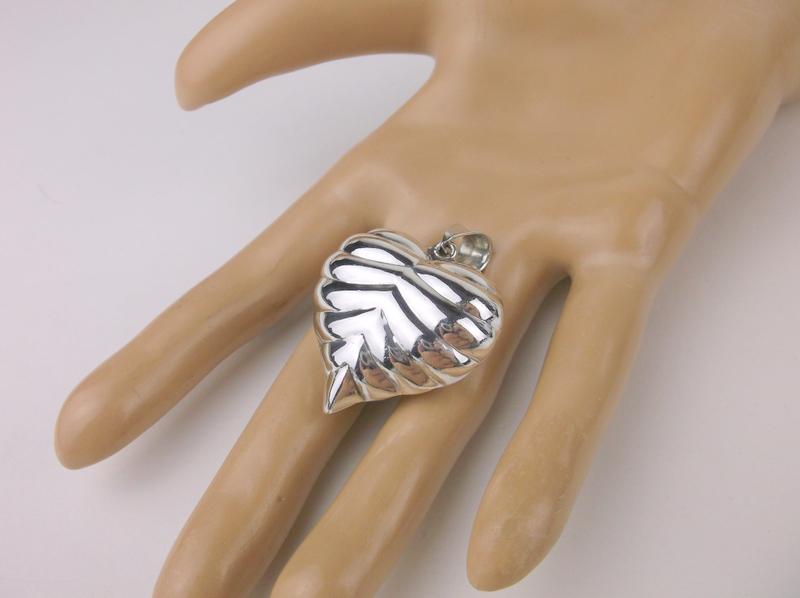 Stunning Large Sterling Silver Puffy Heart Pendant (1 of 2)