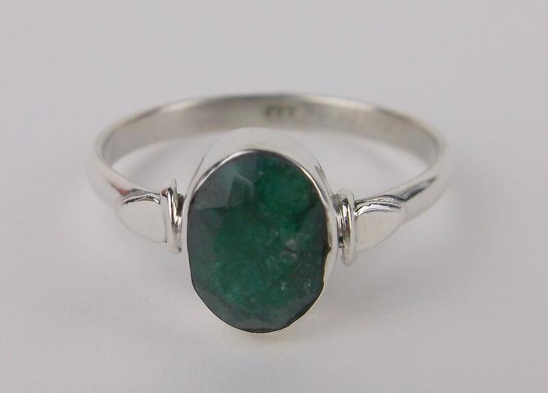 New Sterling Silver 1ct Emerald Ring Size 6 (1 of 1)