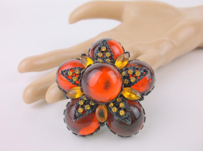 Gorgeous Huge Antique 1950s Rhinestone Brooch (1 of 3)