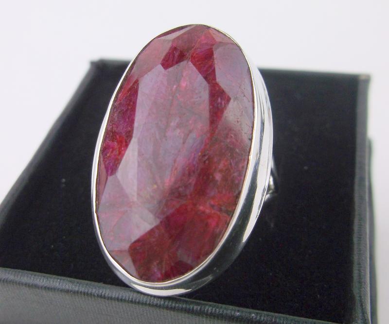 New Boxed Large Sterling Silver 20ct Ruby Ring 7 (1 of 2)