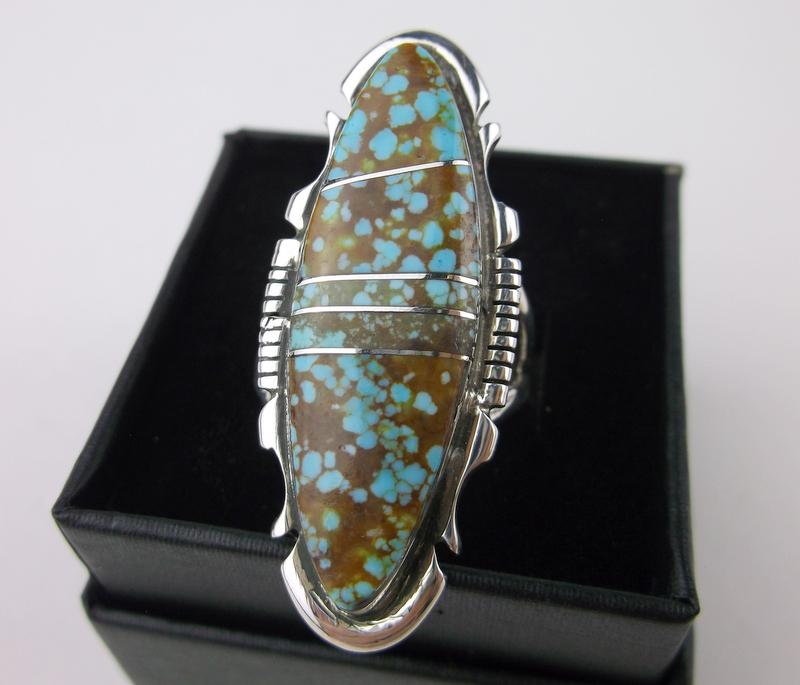 Huge Navajo Steve Francisco Sterling #8 Turquoise Ring (1 of 3)
