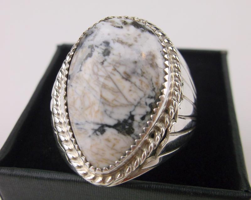Huge Shirley Ray Navajo Sterling Buffalo Bone Ring 10: A Huge Shirley Ray boxed handmade genuine navajo sterling silver buffalo bone ring size 10 in new never worn condition.