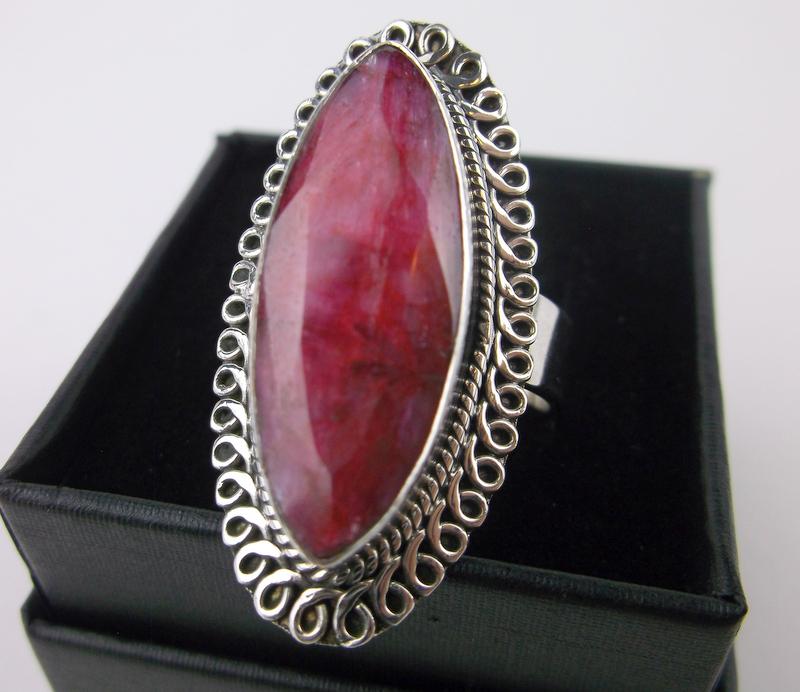 New Boxed Huge Sterling Silver Bali 20ct Ruby Ring 10 (1 of 2)