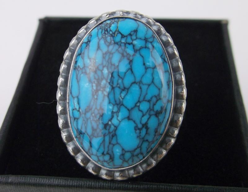 Navajo Eli Skeets Sterling Silver Turquoise Ring 7 (1 of 2)