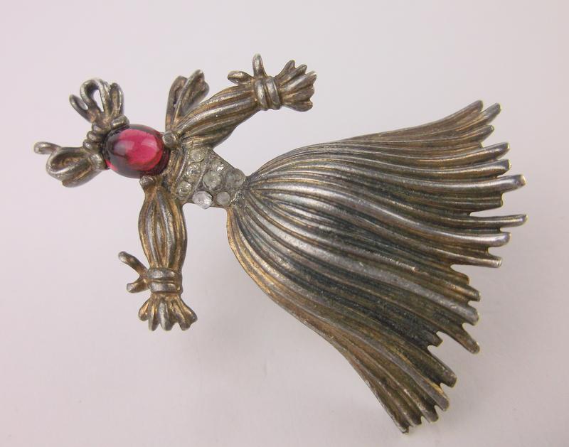 Antique Trifari Sterling Amethyst Straw Dancer Brooch (1 of 7)