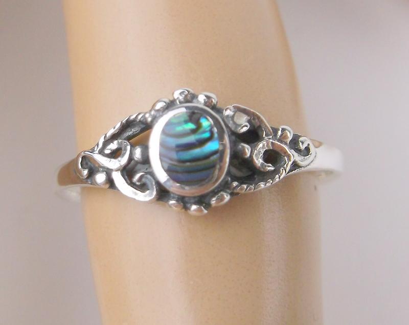 New Sterling Silver Abalone Ring Size 7.5 (1 of 1)