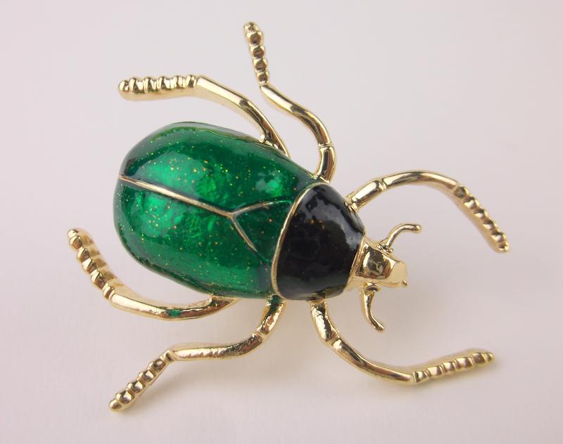 Stunning Enameled Beetle Insect Brooch: Mint Condition, In Like New Condition, Perfect