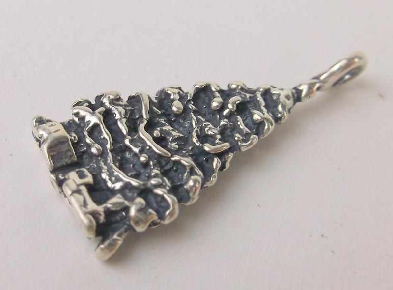 Vintage Sterling Silver Christmas Tree Pendant Charm (1 of 1)