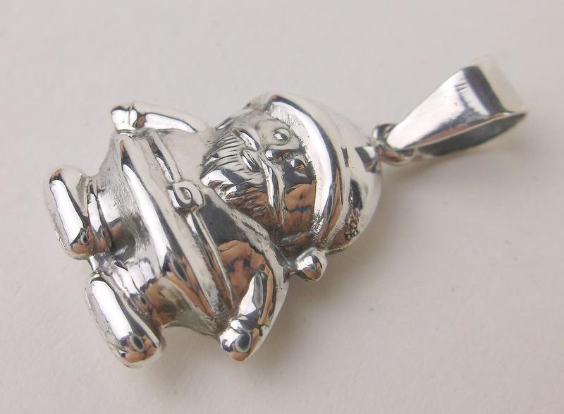 Vintage Sterling Silver Puffy Santa Christmas Pendant: Solid Sterling Silver Guaranteed, in Brand New Never Worn Condition.