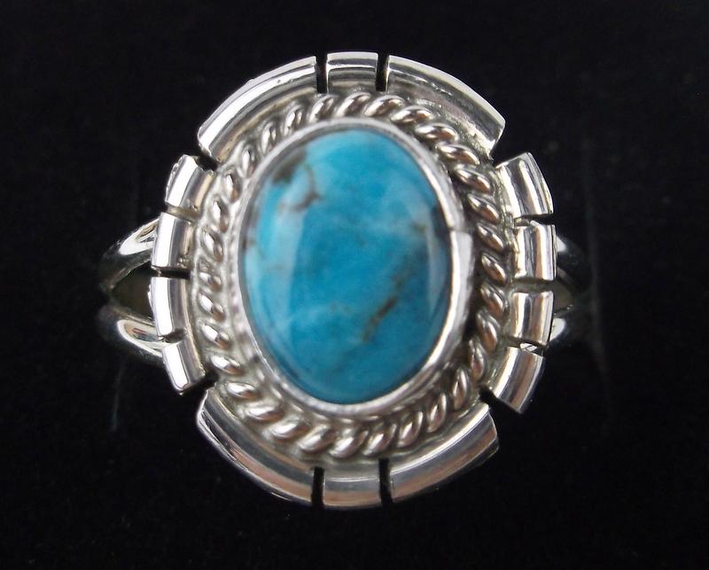 Navajo Peggy Skeets Sterling Silver Turquoise Ring 7 (1 of 2)