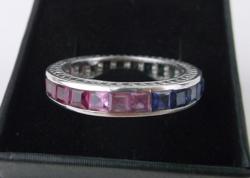 Stunning Boxed Sterling Ruby Sapphire Gem Ring 9 (1 of 2)