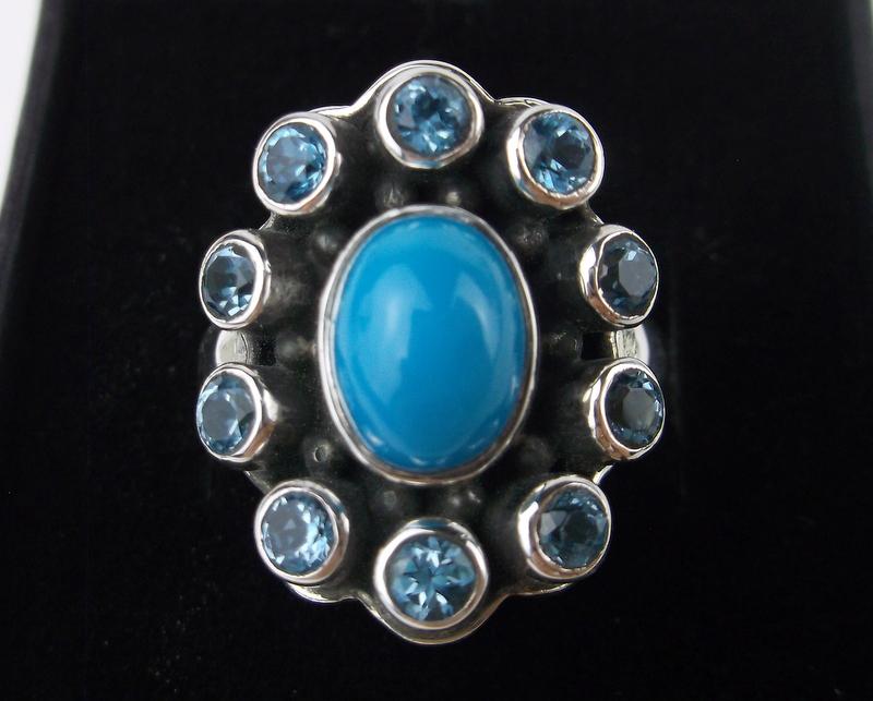 Boxed Nicky Butler Sterling Topaz Turquoise Ring 7 (1 of 3)
