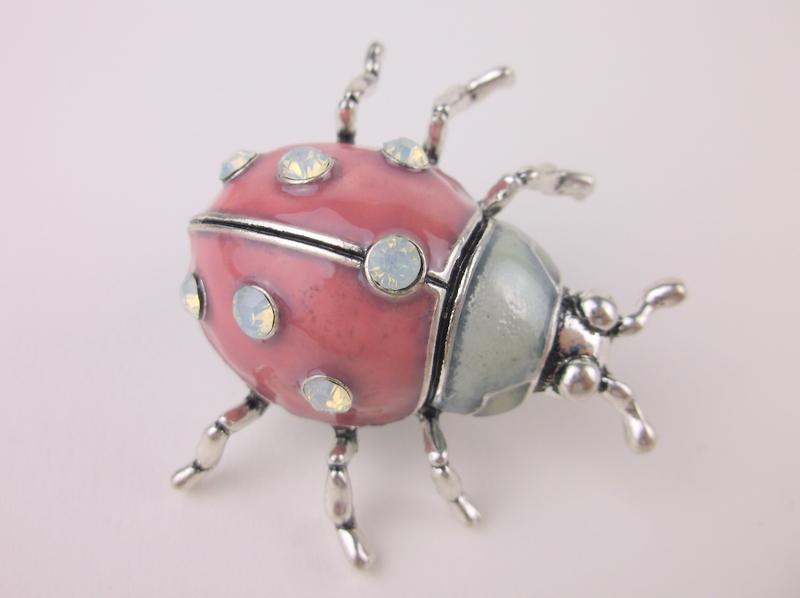 Stunning Large Enameled Rhinestone Ladybug Brooch (1 of 1)