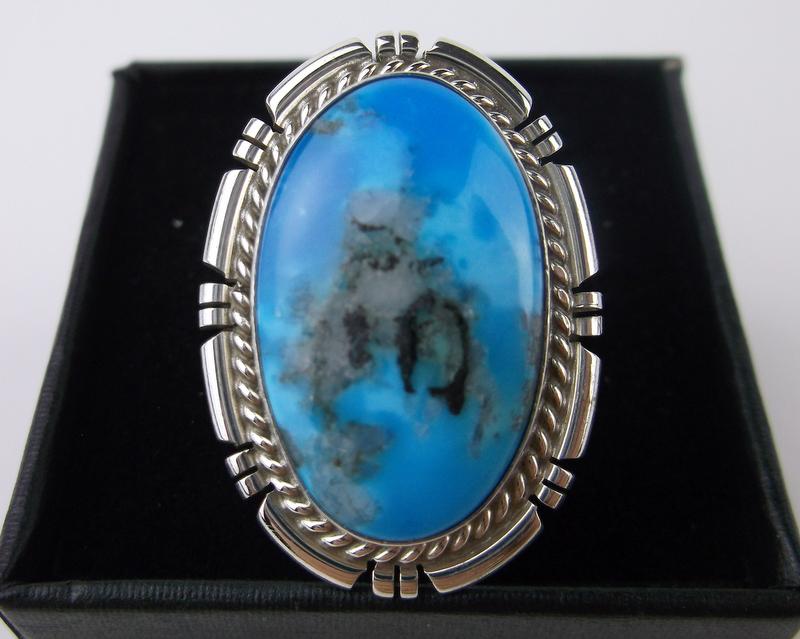 Navajo Dave Skeets Sterling Silver Turquoise Ring 8.5 (1 of 2)