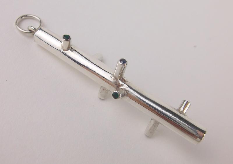 New Sterling Emerald Ruby Sapphire Pendant Bamboo (1 of 1)