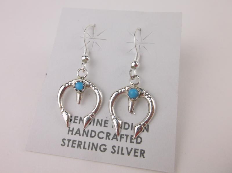 Lorraine Chee Navajo Sterling Turquoise Drop Earrings (1 of 1)