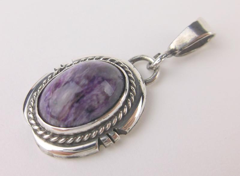 Navajo Wilson Padilla Sterling Purple Spiny Pendant (1 of 2)