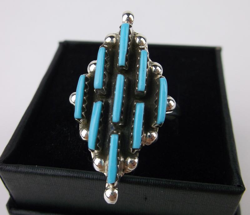 Shenel Comosona Zuni Sterling Turquoise Ring 9 Boxed (1 of 2)