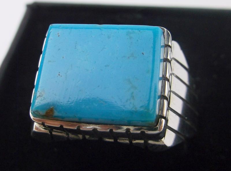Navajo Ray Jack Sterling Silver Turquoise Ring 11 Large (1 of 4)