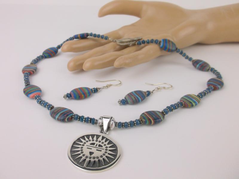 Sterling Silver Sun Multi Gemstone Necklace Earrings (1 of 3)