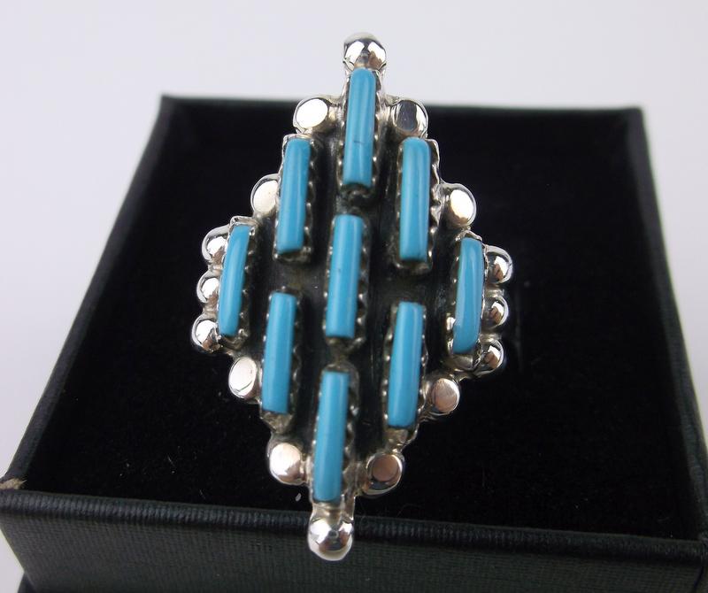 Zuni Shenel Comosona Sterling Silver Turquoise Ring 7 (1 of 2)
