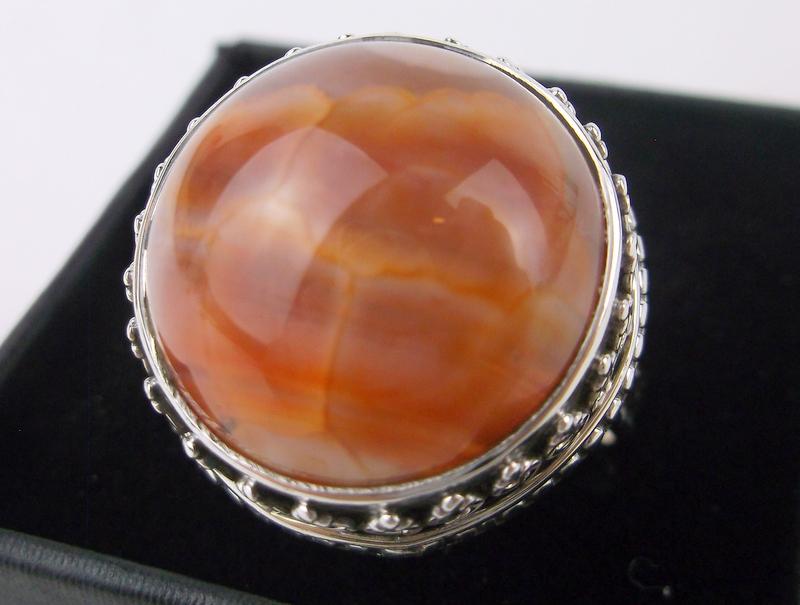 New Boxed Large Bali Sterling Orange Calcite Ring 9.5 (1 of 2)