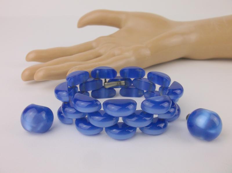 Stunning Antique 1950s Sterling Bracelet Earrings Set (1 of 4)