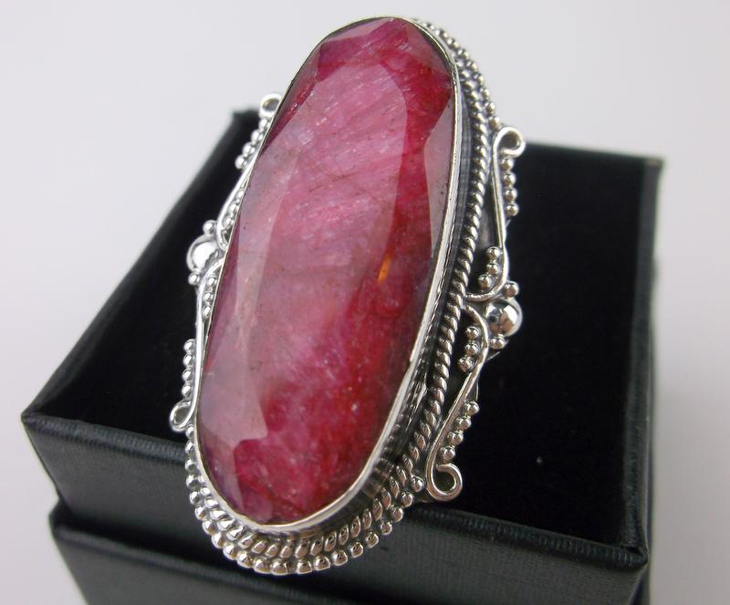 New Boxed Huge Bali Sterling 25ct Ruby Ring 10 (1 of 2)