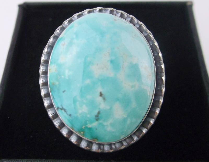 Navajo Eli Skeets Sterling Kingman Turquoise Ring 7 (1 of 2)