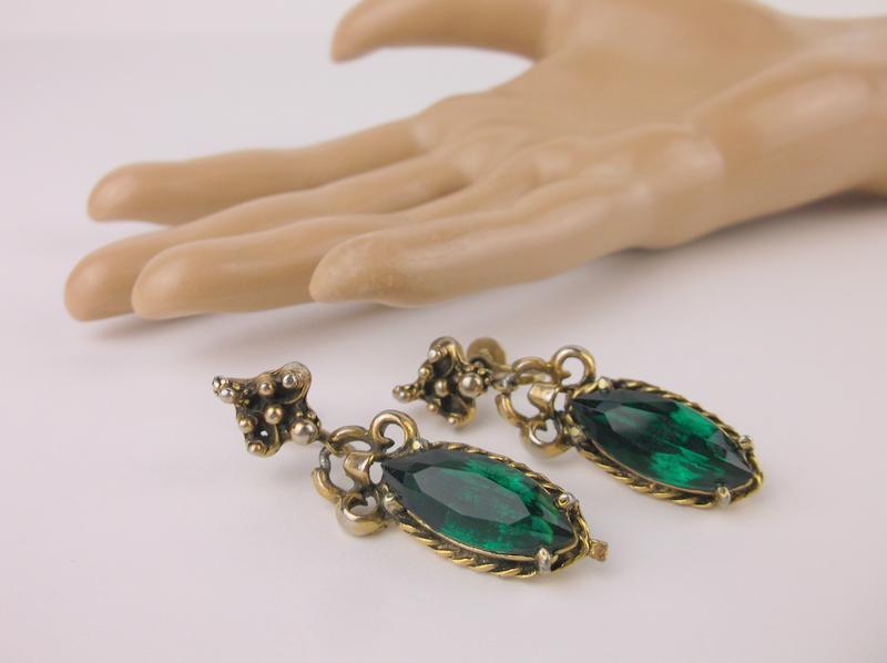 Gorgeous Antique 1940s Rhinestone Earrings Large (1 of 3)