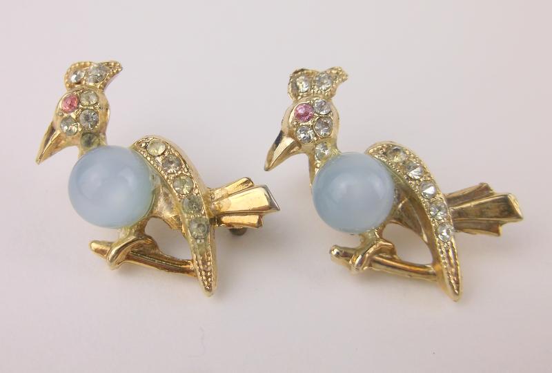 Stunning Antique 1930s Rhinestone Bird Brooch Set (1 of 2)