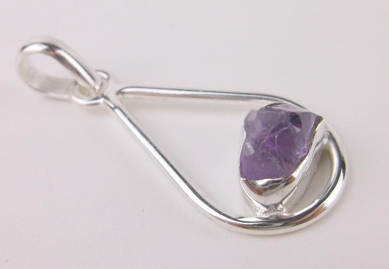 New Sterling Silver Amethyst Drop Pendant (1 of 1)