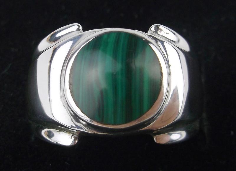 Boxed Taxco Sterling Malachite Ring 6 TM107 Stunning (1 of 2)