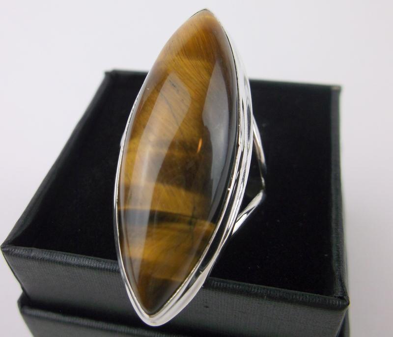 New Boxed Large Sterling Silver Tigers Eye Ring 9 (1 of 2)