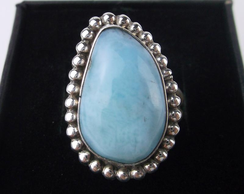 Navajo Dave Skeets Sterling Silver Larimar Ring 6 (1 of 2)