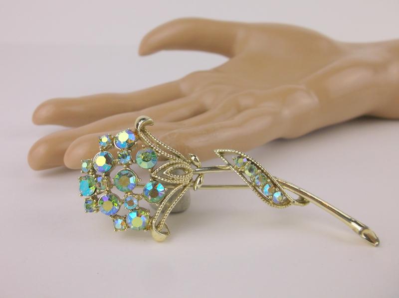 Mint 1960s Coro Craft Rhinestone Brooch Large (1 of 5)