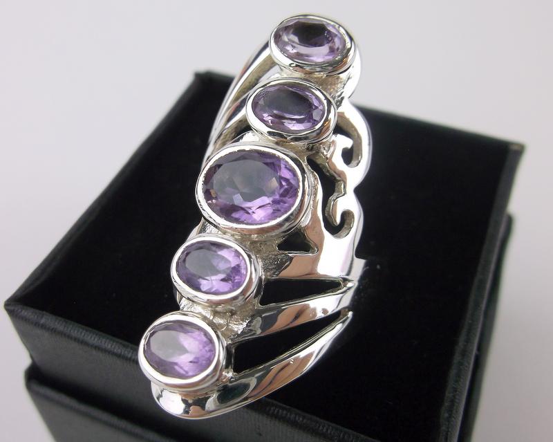 New Boxed Huge Sterling Silver Amethyst Ring 7 (1 of 2)