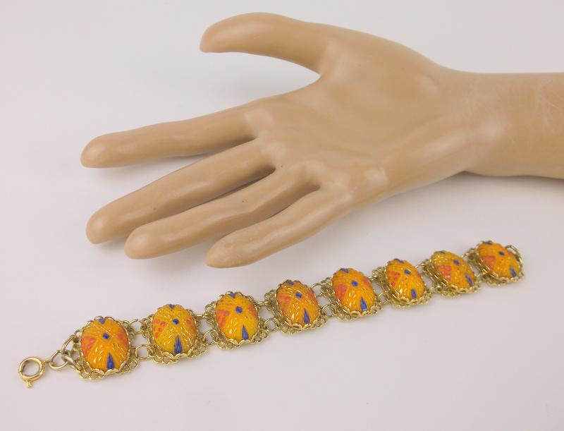 Mint Antique 1950s Cabochon Bracelet 7.5" (1 of 5)