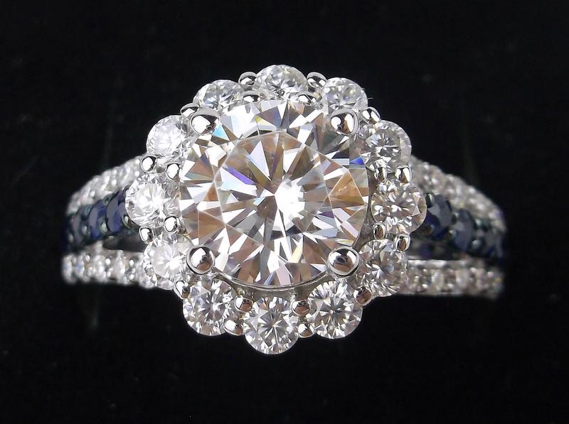 New Boxed Sterling 6ct Moissanite Sapphire Ring 10 (1 of 4)